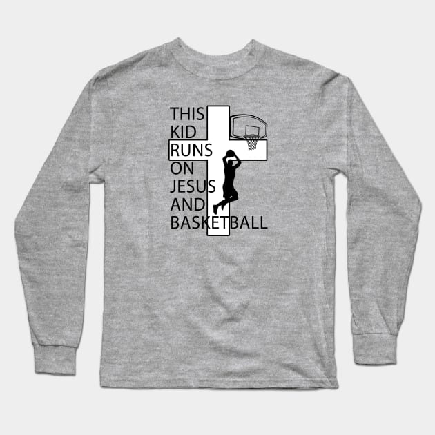 Christian Basketball Player Jesus and Basketball Christ Cross Long Sleeve T-Shirt by TeeCreations